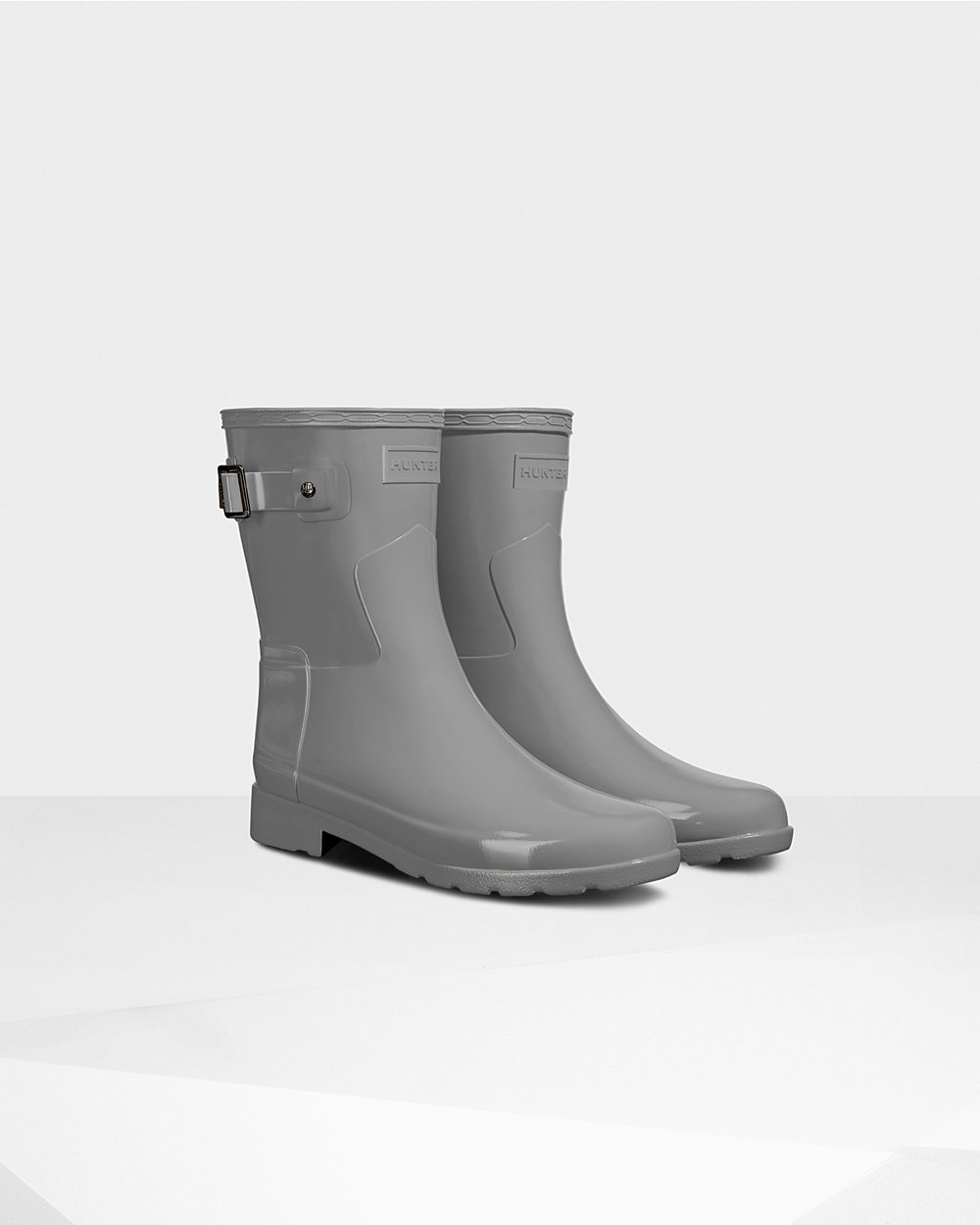 Womens Hunter Refined Slim Fit Gloss - Short Rain Boots Grey - 5924-LBANK